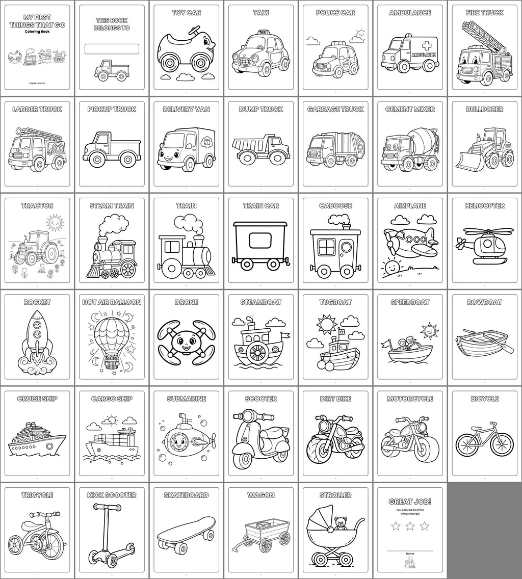 My First Things That Go Coloring Book